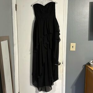 Strapless ruffled asymmetrical strapless black dress size small